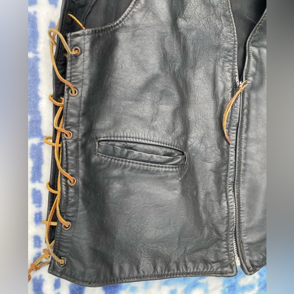 Vintage Brooks Leather Sportswear Motorcycle Vest Harley Davidson Patch size 38 - Picture 5 of 7
